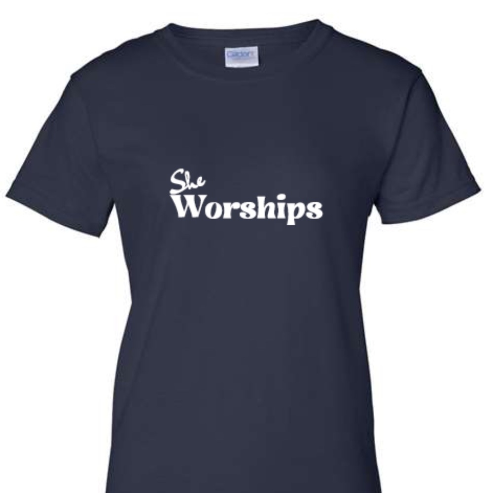 Black She Worships 100% cotton, T Shirt, short-sleeves, Casual wear